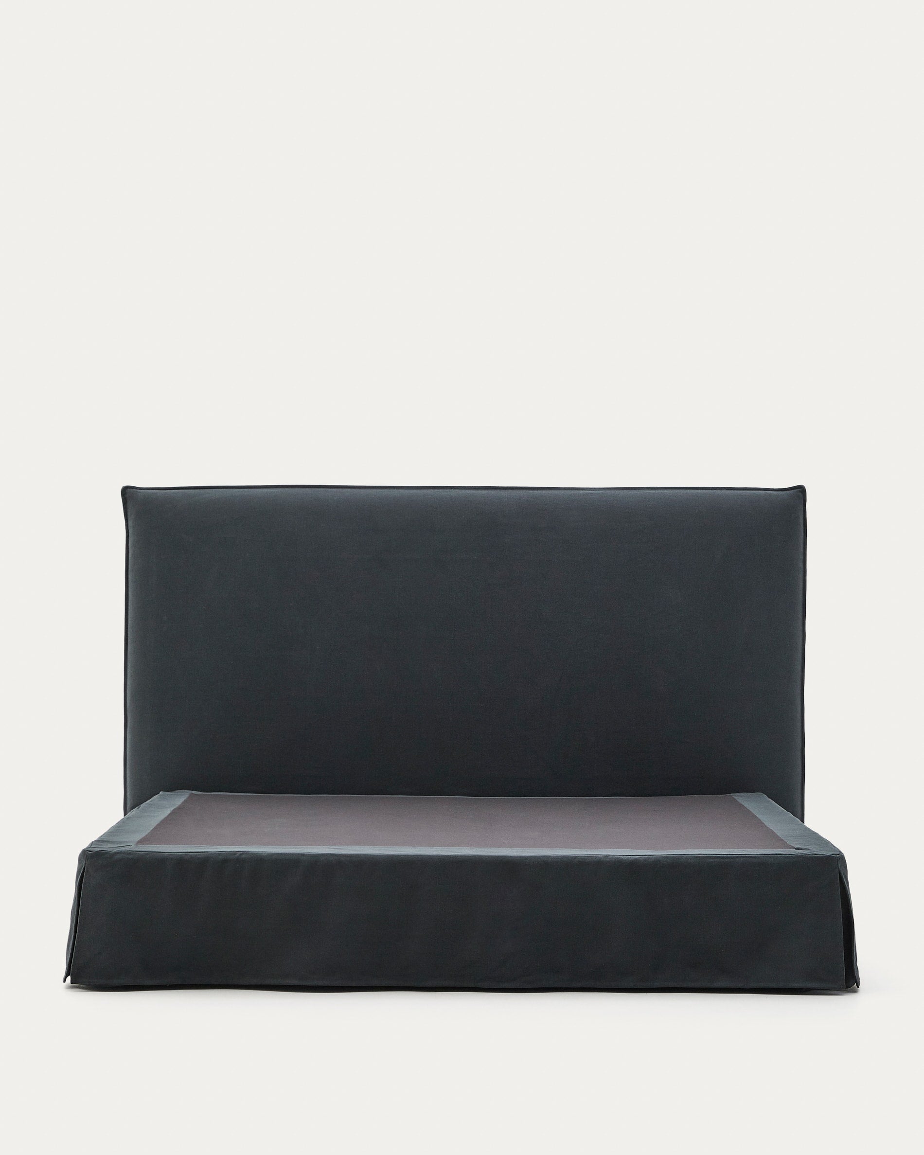 Anthrazitgrauer Bettbezug aus Leinen-Baumwoll-Mix, ideal für 180x200 cm Matratzen, stilvoll und hochwertig von Kave Home.