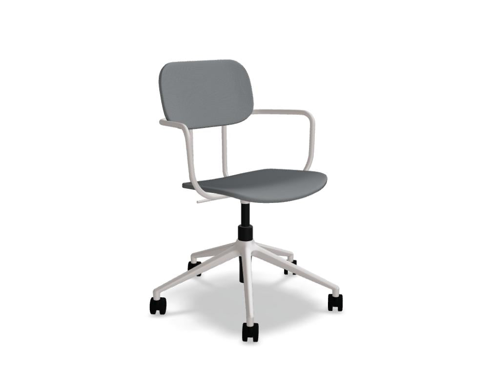 New School N1N08KF - gepolsterter Stuhl mit Höhenverstellung in Grau präsentiert im Onlineshop von KAQTU Design AG. Dreh-Schalenstuhl mit Rollen ist von Mdd