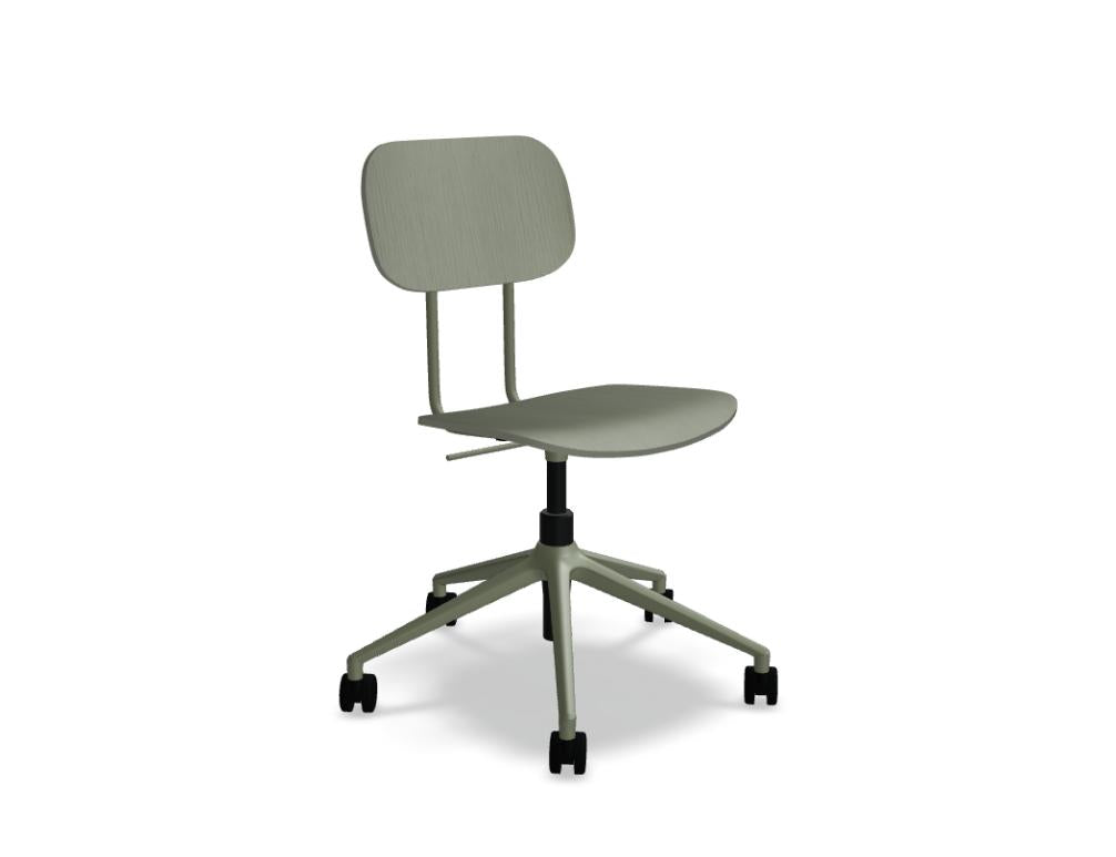 New School N1N08K - Stuhl aus Sperrholz mit Höhenverstellung in Grün präsentiert im Onlineshop von KAQTU Design AG. Dreh-Schalenstuhl mit Rollen ist von Mdd