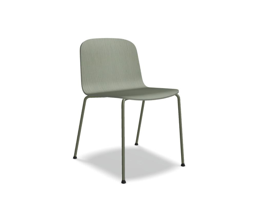 Nud ND1P1 - Stuhl aus Sperrholz mit vierbeinigem Metallgestell in Furnier Eiche Nussbaum präsentiert im Onlineshop von KAQTU Design AG. Stuhl ist von Mdd