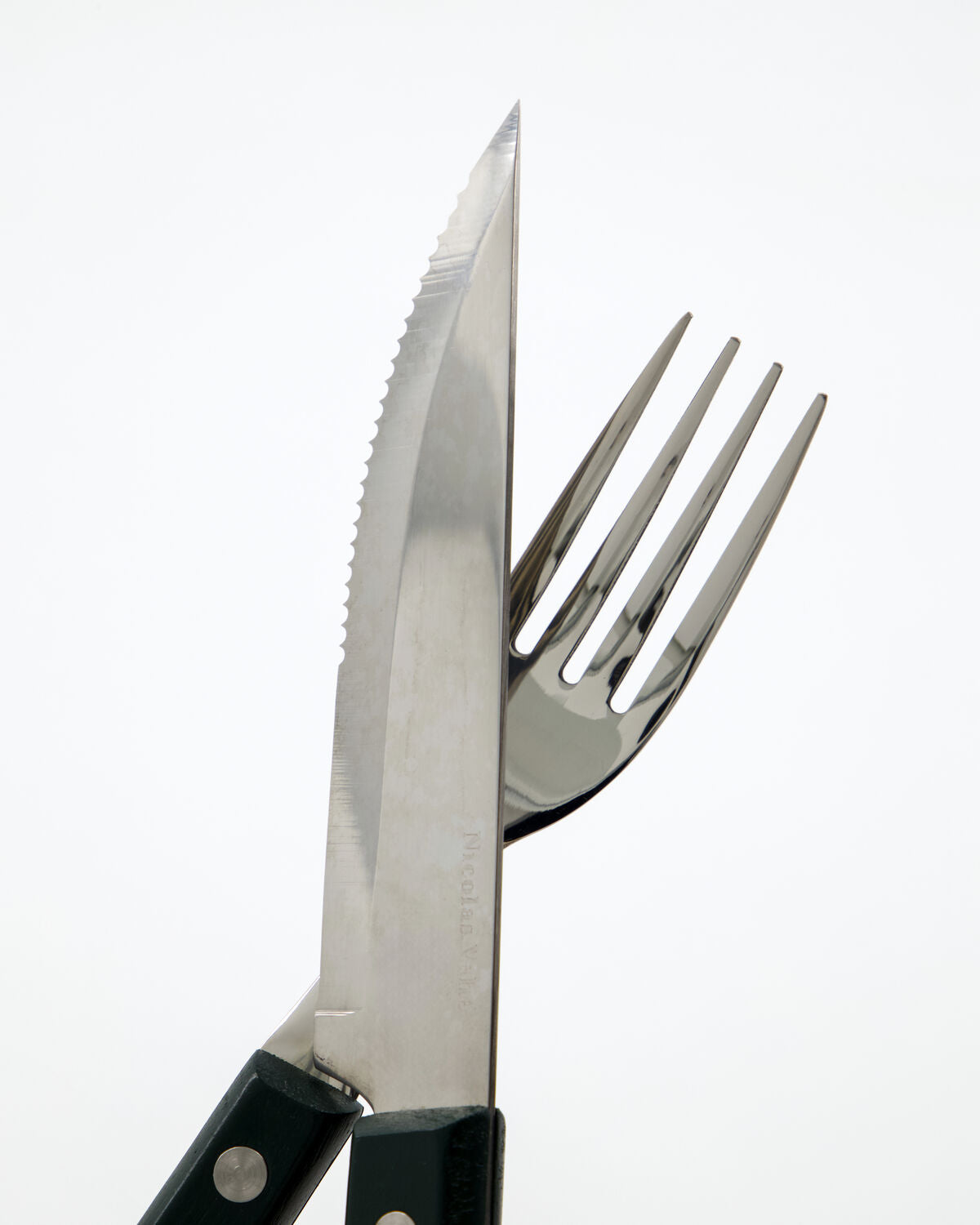Hochwertiges Steakmesser- und Gabelset in lebhaftem Grün von Nicolas Vahé, perfekt für besondere Anlässe und genussvolle Mahlzeiten.