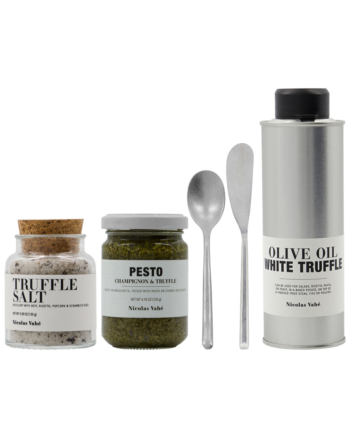 Stilvolle Geschenkverpackung von Nicolas Vahé, gefüllt mit köstlichen Trüffelprodukten – perfekt für Gourmets und besondere Momente.