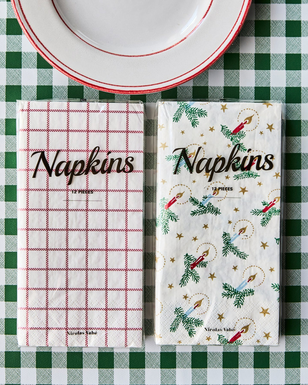 Weisse Papierservietten NVCheck von Nicolas Vahé, 10 x 20 cm, foodsafe, rechteckige Form, aus Polen gefertigt.