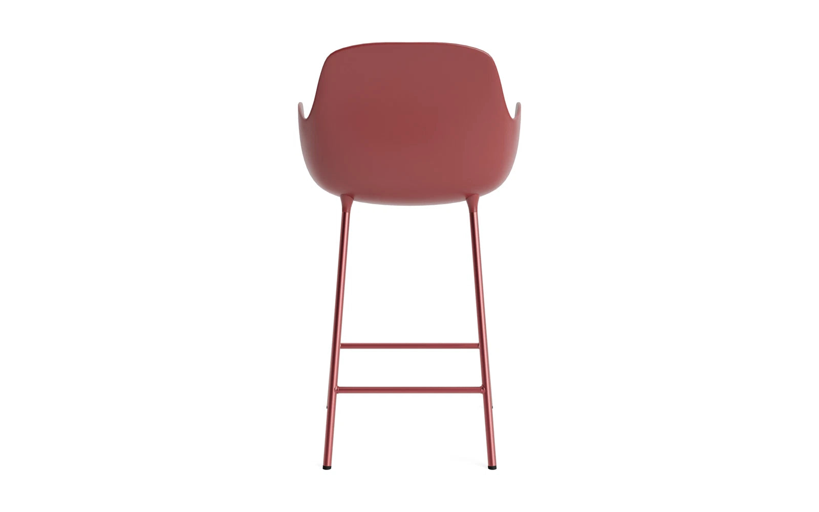 Erleben Sie den Form Barstuhl mit Armlehne 65 cm in Stahl/Rot von Normann Copenhagen – ein elegantes Möbelstück, das skandinavisches Design und Komfort vereint.