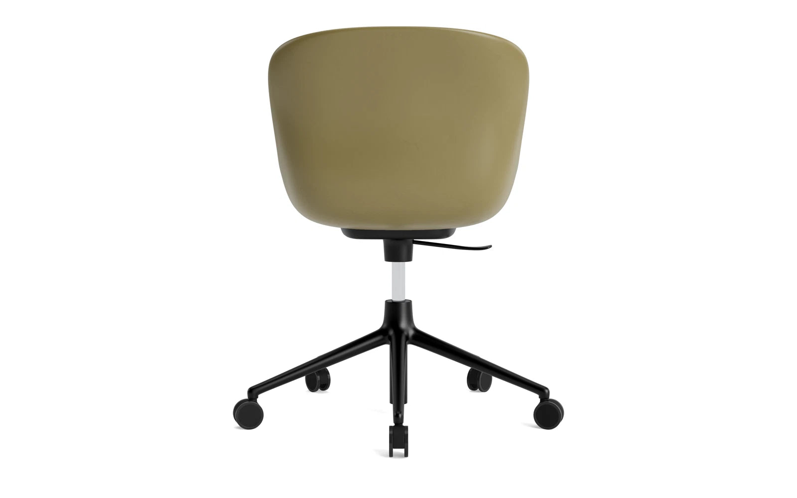 Erleben Sie den Hyg Drehsessel mit Rollen in Olive von Normann Copenhagen – ein elegantes Design, das Komfort und Funktionalität vereint.