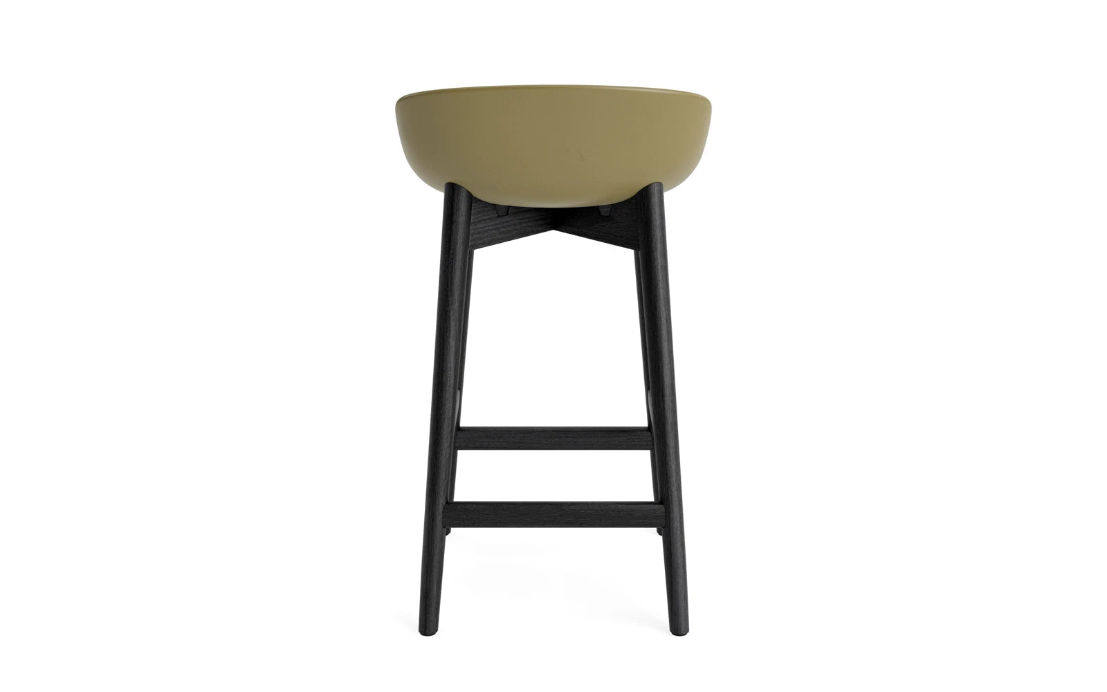 Erleben Sie den Hyg Barhocker 65 cm in stilvoller schwarzer Eiche/Olive von Normann Copenhagen – ein zeitloses Möbelstück, das Gemütlichkeit und modernes Design vereint.