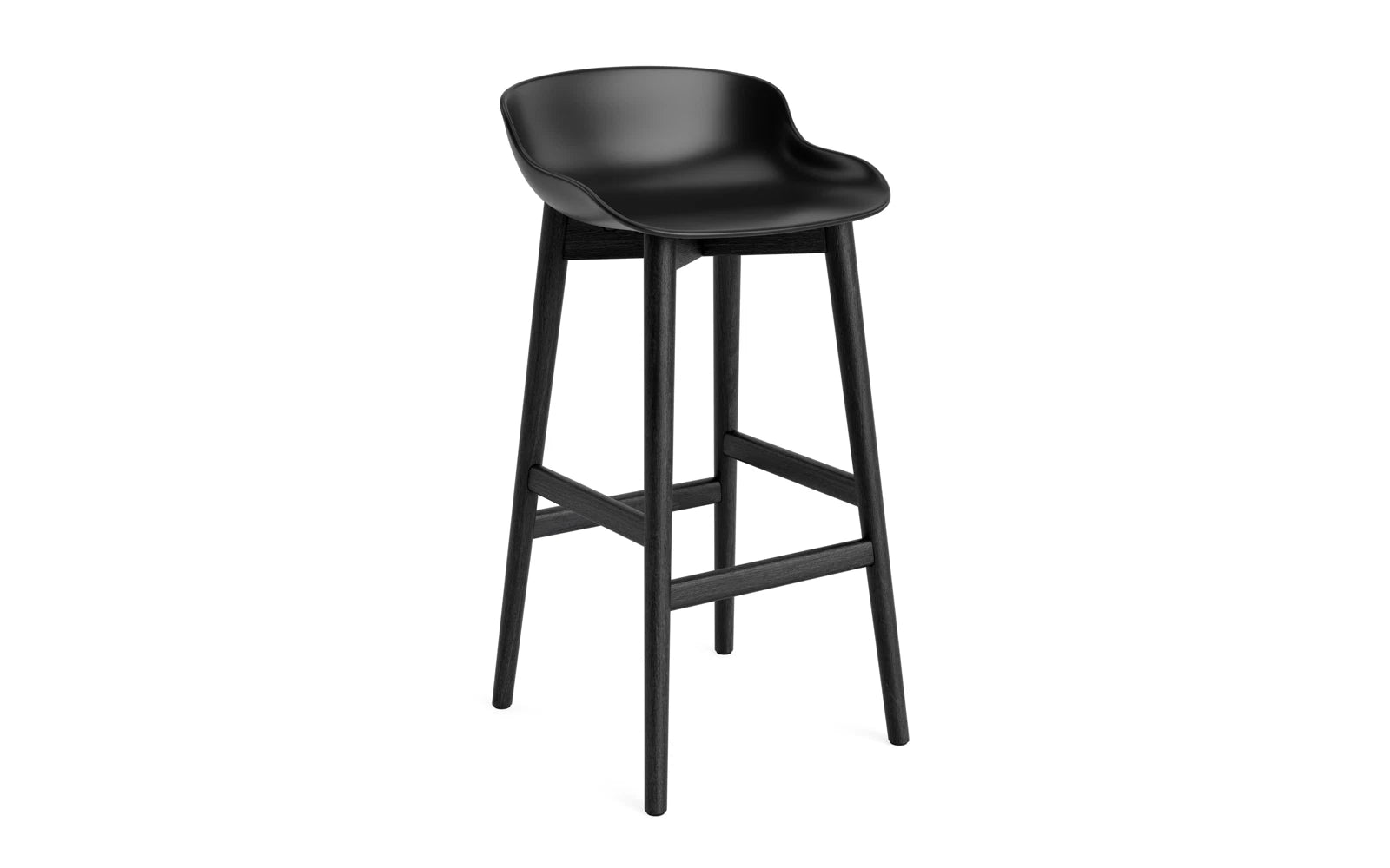 Hyg Barhocker 75 cm Schwarze Eiche/Schwarz in präsentiert im Onlineshop von KAQTU Design AG. Barstuhl ist von Normann Copenhagen