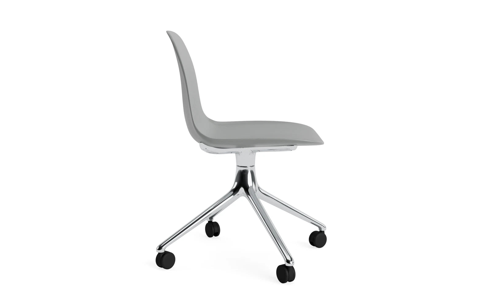 Entdecken Sie den Form Drehstuhl 4W Aluminium/Grau von Normann Copenhagen – ein eleganter, anpassbarer Stuhl, perfekt für Büros und Zuhause.