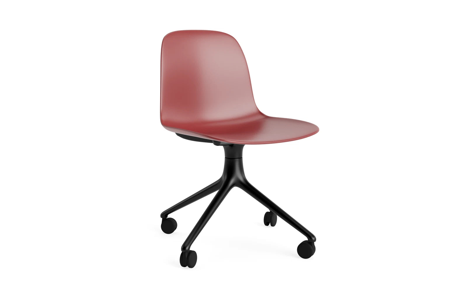 Form Drehstuhl 4W schwarzes Aluminium/Rot in präsentiert im Onlineshop von KAQTU Design AG. Drehstuhl ist von Normann Copenhagen