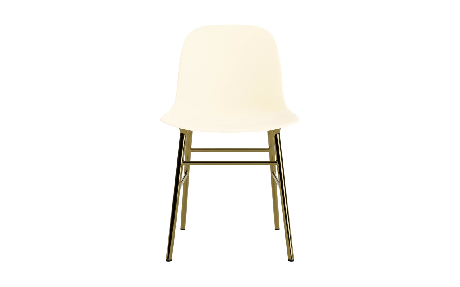 Erleben Sie den Form Stuhl Messing Creme von Normann Copenhagen – ein elegantes Designhighlight, das Komfort und Stil in jeden Raum bringt.