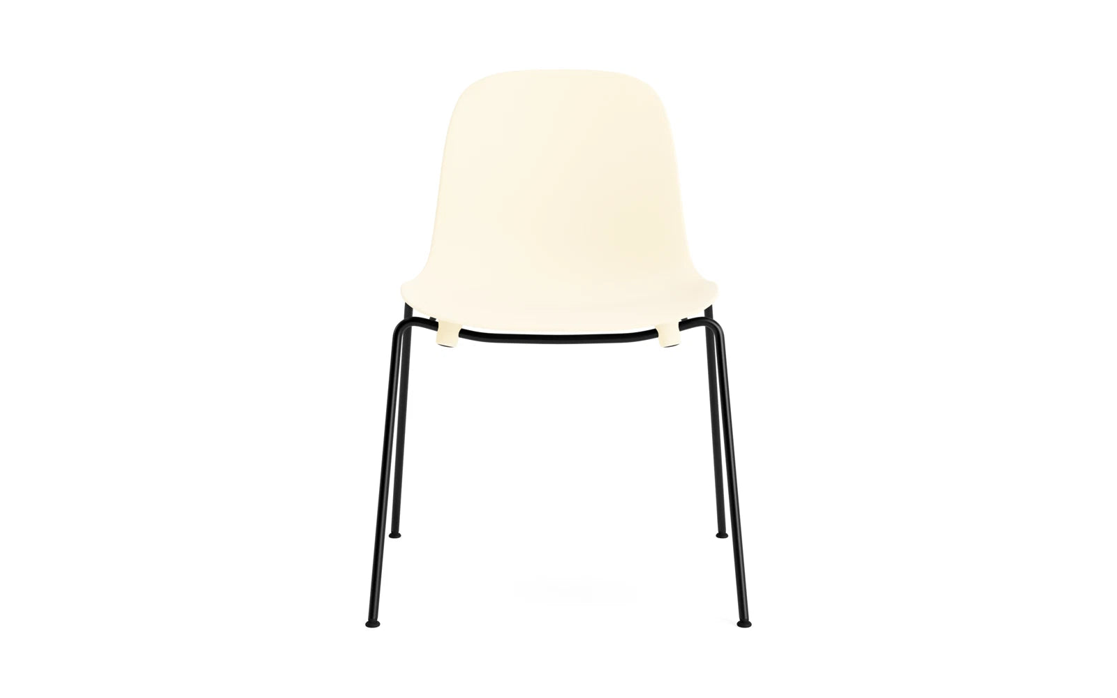 Erleben Sie den Form Stapelstuhl von Normann Copenhagen: Stilvolles Design in Schwarz und Creme, perfekt für vielseitige Einsatzmöglichkeiten.