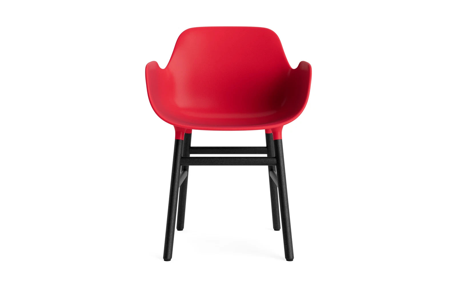 Erleben Sie den Form Lehnstuhl in strahlendem Rot/Schwarz von Normann Copenhagen – ein elegantes Möbelstück, das modernes Design und Funktionalität vereint.