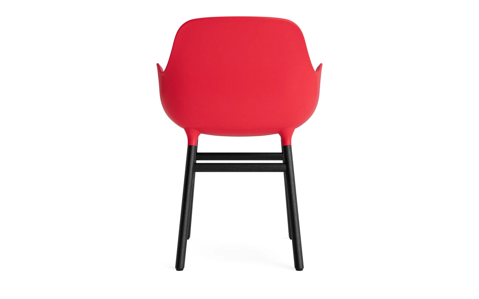 Erleben Sie den Form Lehnstuhl in strahlendem Rot/Schwarz von Normann Copenhagen – ein elegantes Möbelstück, das modernes Design und Funktionalität vereint.