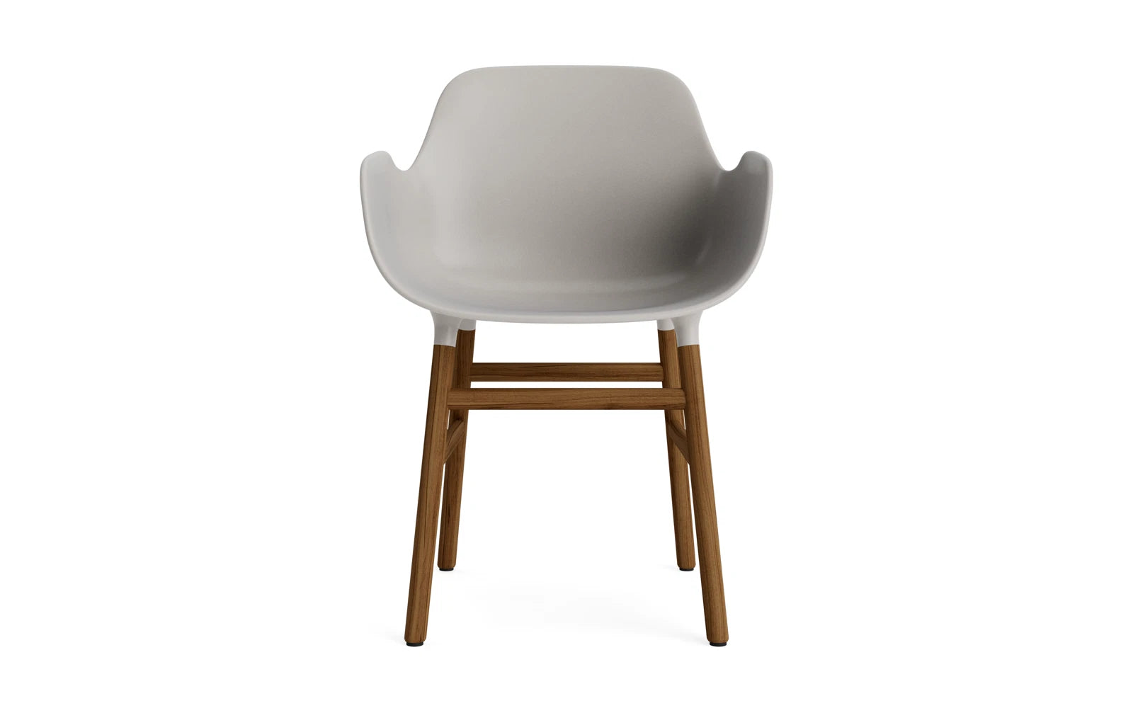 Erleben Sie den Form Lehnstuhl in warmem Grau und Walnuss von Normann Copenhagen – ein elegantes Designhighlight, das Komfort und Funktionalität perfekt kombiniert.