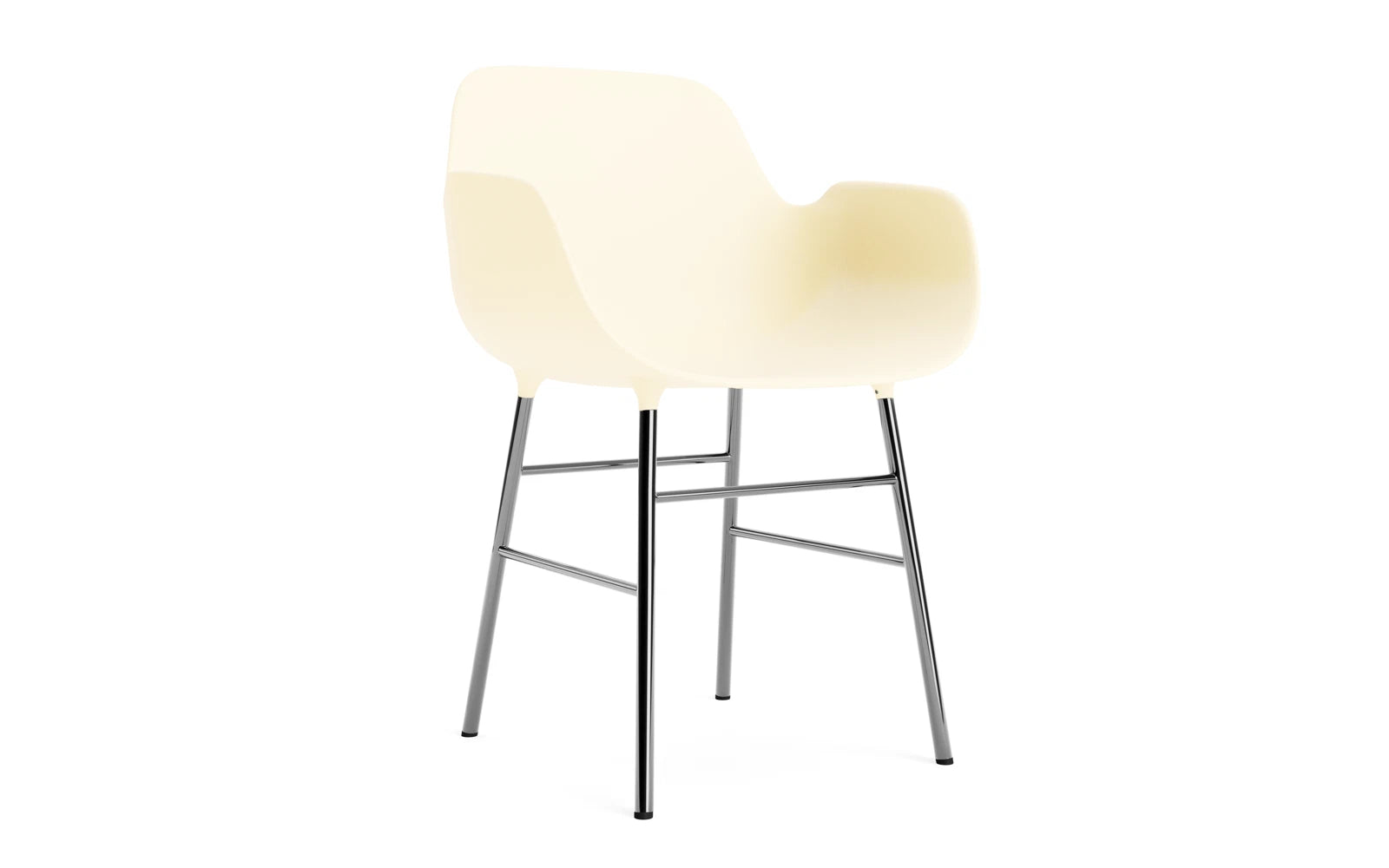 Form Lehnstuhl Chrom Creme in  präsentiert im Onlineshop von KAQTU Design AG. Stuhl mit Armlehne ist von Normann Copenhagen