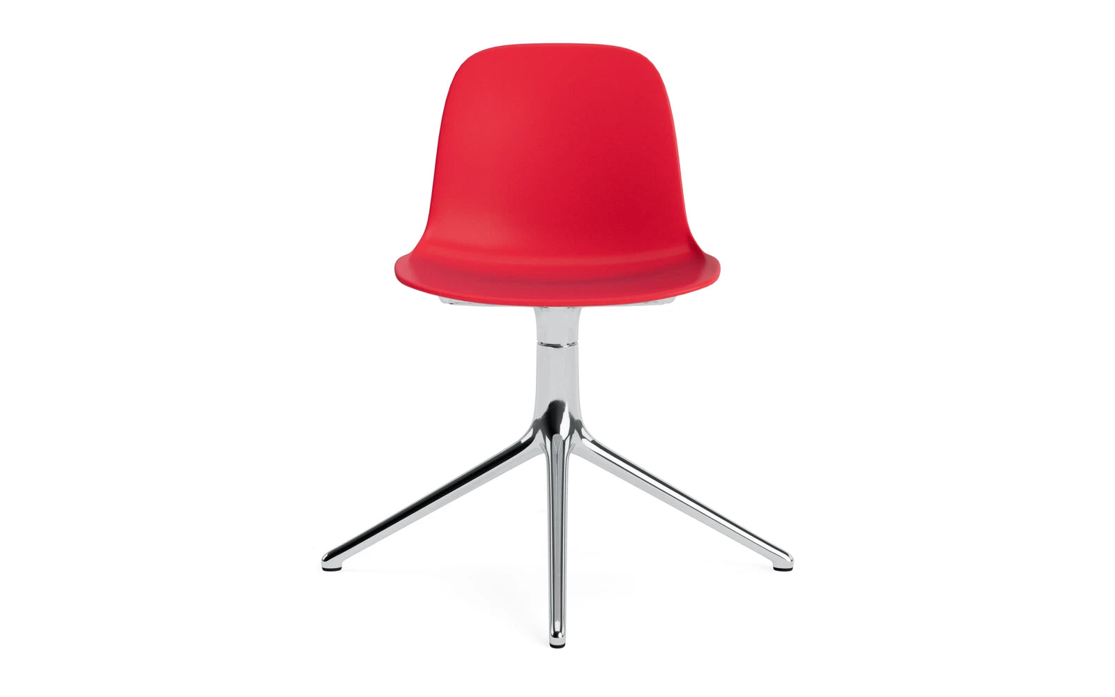 Der Form Drehstuhl in strahlendem Rot und Aluminiumgestell von Normann Copenhagen vereint modernes Design mit vielseitiger Funktionalität – ideal für jeden Raum.