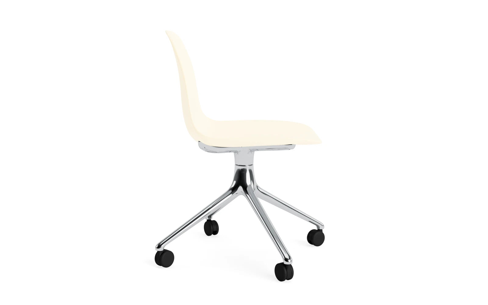 Entdecken Sie den Form Drehstuhl 4W Aluminium/Creme von Normann Copenhagen – ein stilvolles Möbelstück, das Funktionalität und modernes Design vereint.