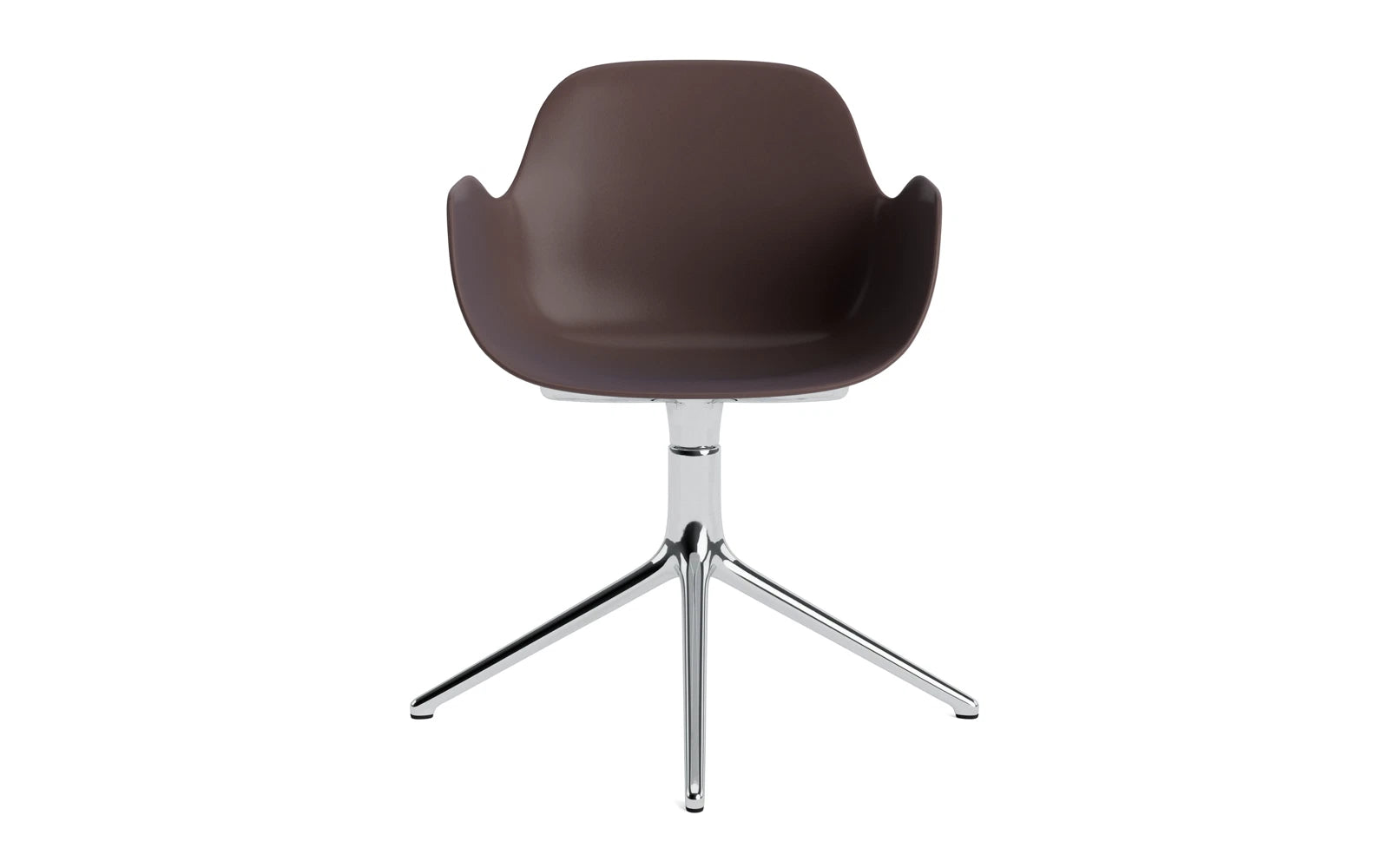 Erleben Sie den Form Drehsessel Braun/Aluminium von Normann Copenhagen – ein stilvolles Möbelstück, das modernes Design und höchsten Komfort vereint.