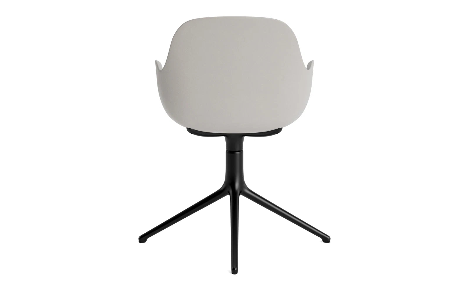 Entdecken Sie den Form Drehsessel in warmem Grau und schwarzem Aluminium – ein elegantes Möbelstück, das Stil und Funktionalität perfekt kombiniert.