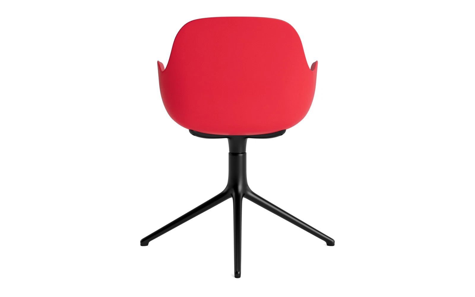 Erleben Sie den Form Drehsessel in lebhaftem Rot und robustem Aluminium – ein modernes Designhighlight für Ihr Zuhause oder Büro.