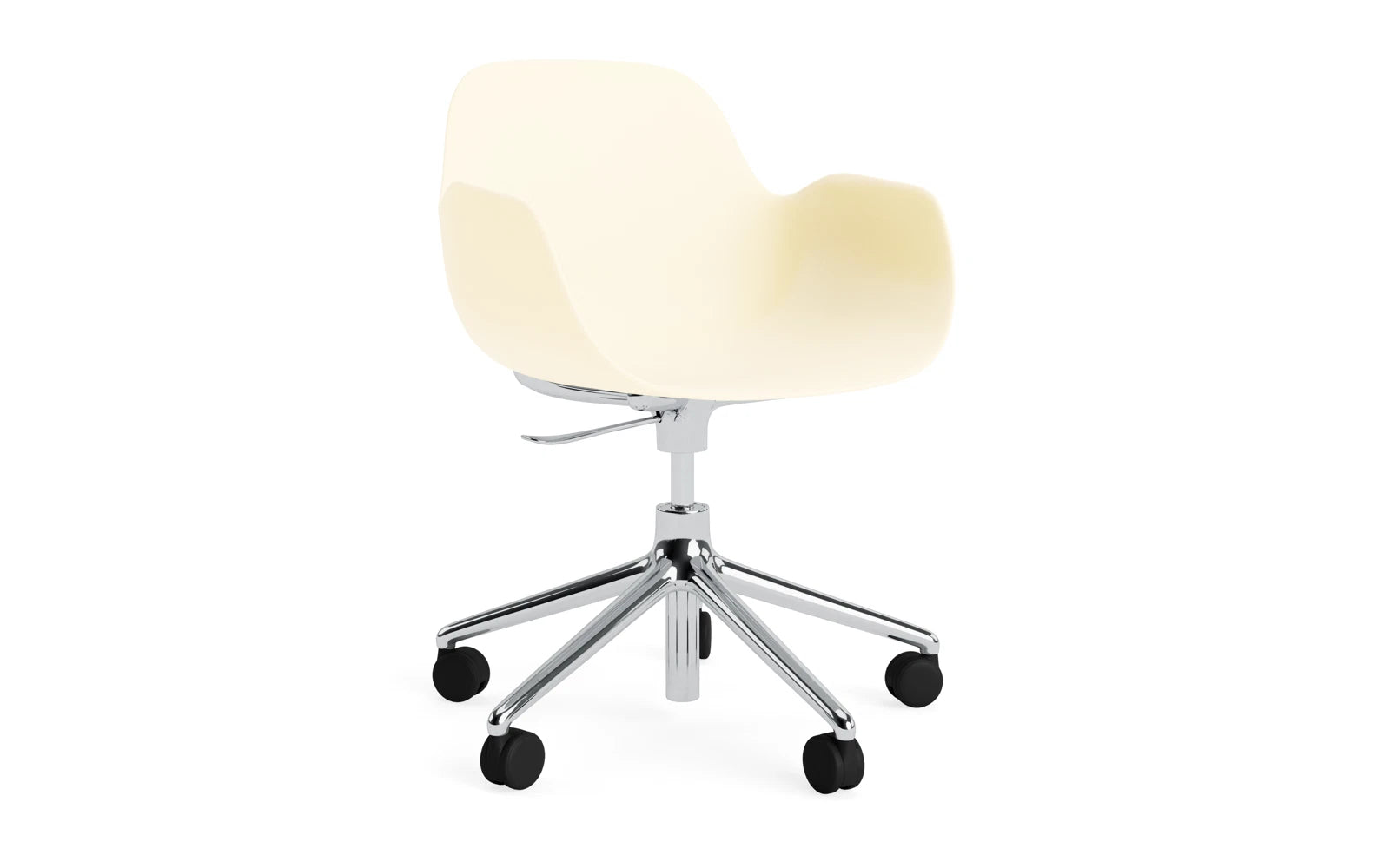 Form Drehsessel mit Rollen Creme/Aluminium in präsentiert im Onlineshop von KAQTU Design AG. Sessel ist von Normann Copenhagen