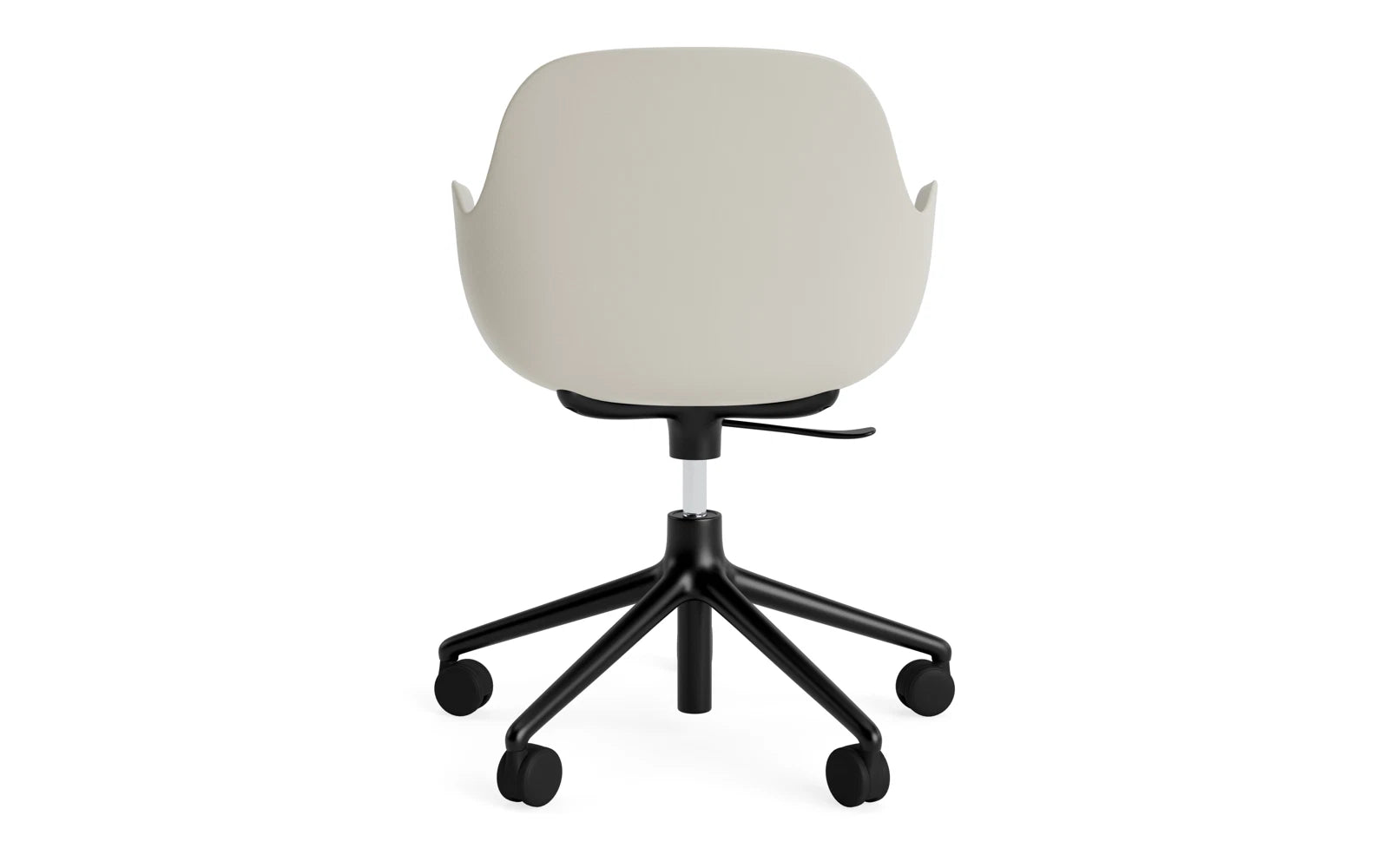 Erleben Sie den Form Drehsessel von Normann Copenhagen in stilvollem Hellgrau und robustem Aluminium – ideal für jeden modernen Raum.