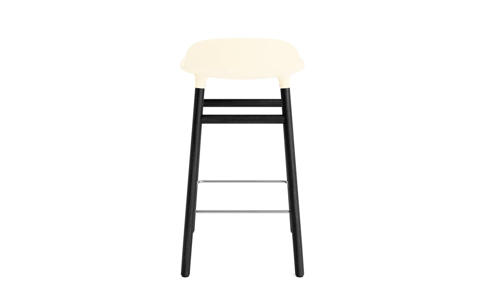 Erleben Sie den Form Barstuhl 65 cm in creme/schwarz von Normann Copenhagen – ein elegantes, funktionales Möbelstück für stilvolle Küchen und Bars.