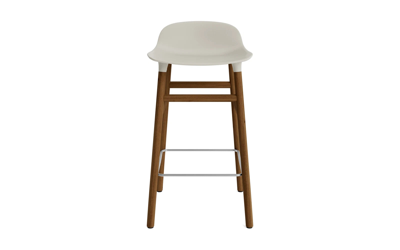 Erleben Sie den Form Barstuhl 65 cm in Hellgrau/Walnuss von Normann Copenhagen – ein elegantes Designhighlight für Ihre Küche oder Bar, das Komfort und Stil vereint.