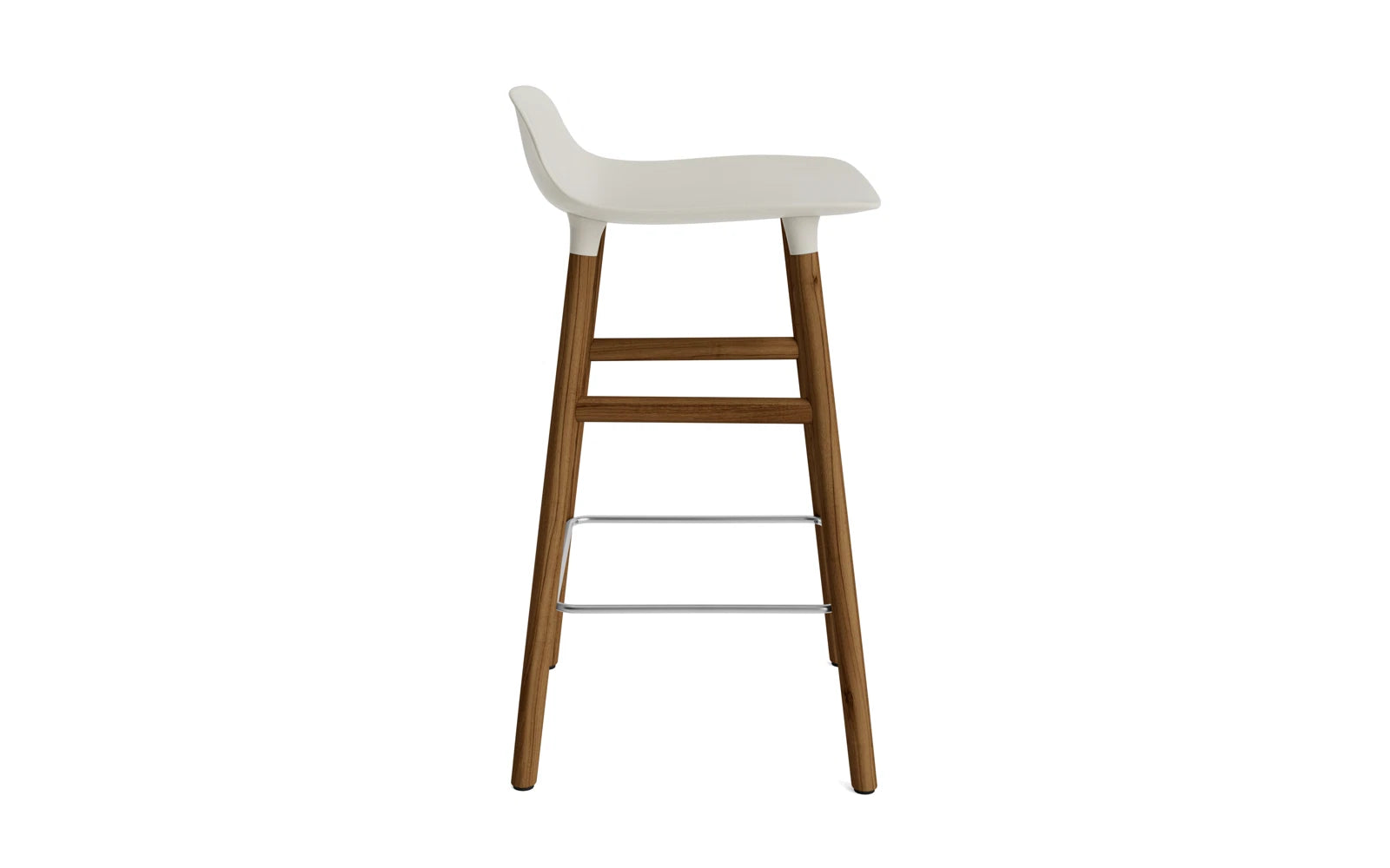 Entdecken Sie den Form Barstuhl 65 cm in Hellgrau/Walnuss von Normann Copenhagen – ein stilvolles Möbelstück, das modernes Design und hochwertige Materialien vereint.