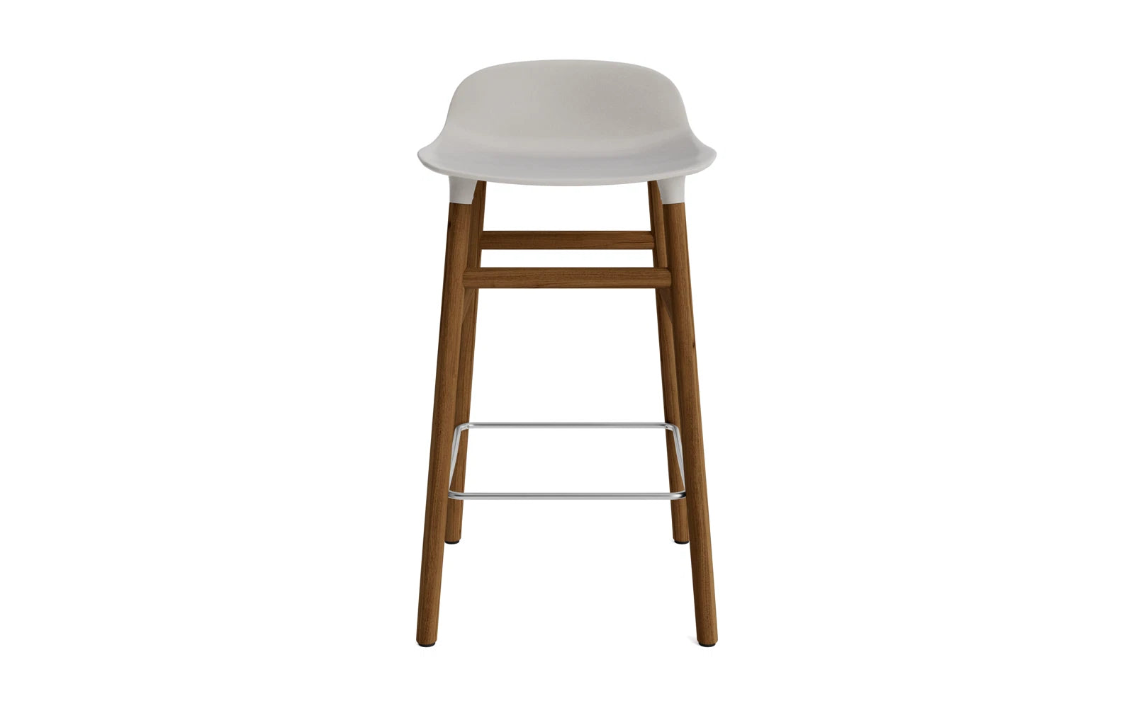 Erleben Sie den Form Barstuhl 65 cm in Warmem Grau/Walnuss von Normann Copenhagen – stilvolles dänisches Design für höchsten Sitzkomfort.