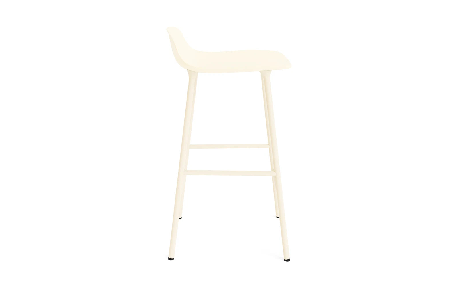 Entdecken Sie den Form Barstuhl 65 cm in Creme/Stahl von Normann Copenhagen – ein stilvolles Möbelstück, das Eleganz und Komfort perfekt kombiniert.