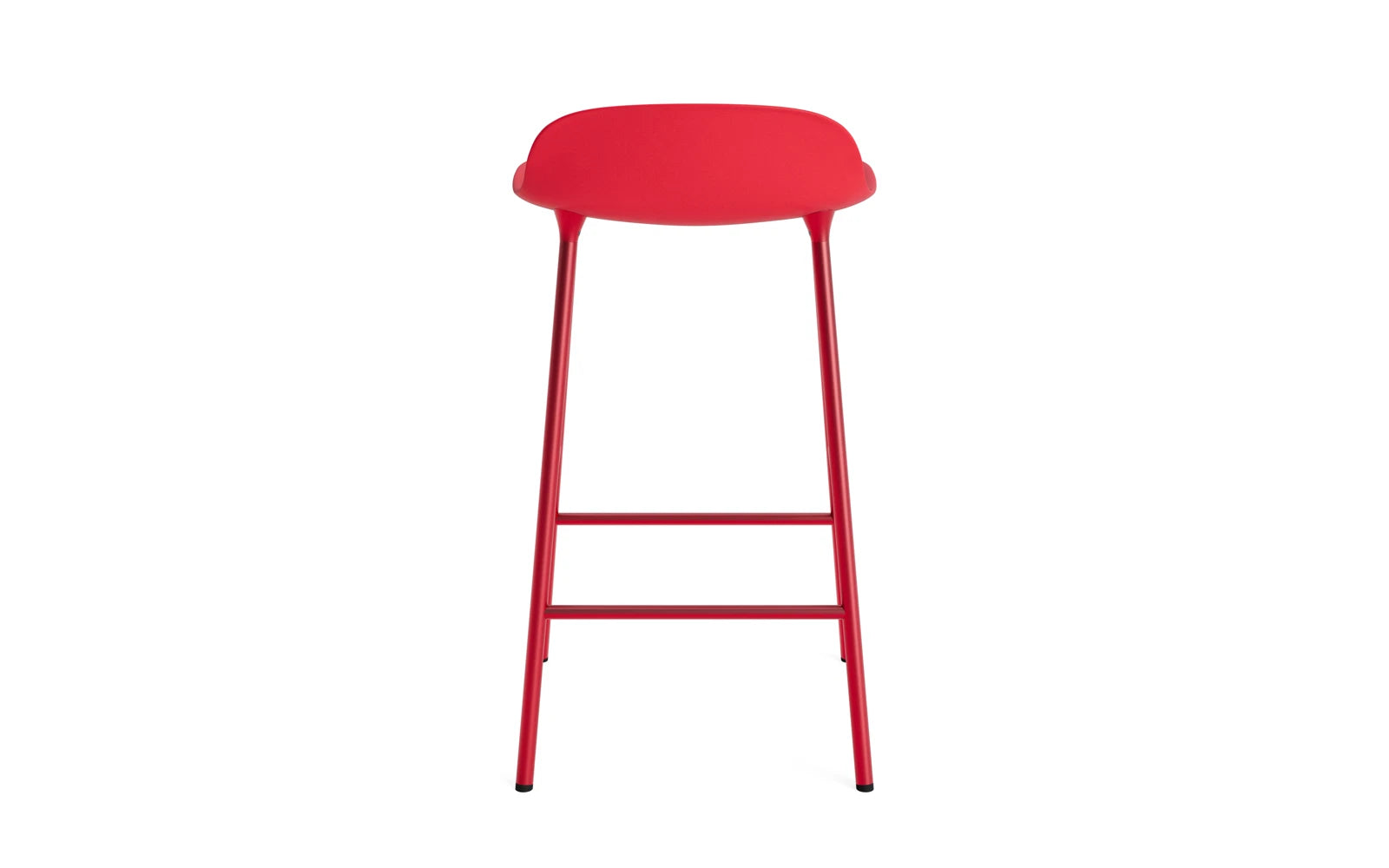 Erleben Sie den Form Barstuhl 65 cm in strahlendem Rot mit robustem Stahlgestell von Normann Copenhagen – die perfekte Kombination aus Eleganz und Funktionalität!