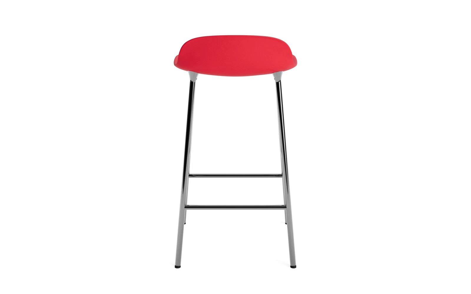 Erleben Sie den Form Barstuhl 65 cm in strahlendem Rot und elegantem Chrom von Normann Copenhagen – die perfekte Fusion aus Stil und Funktionalität!