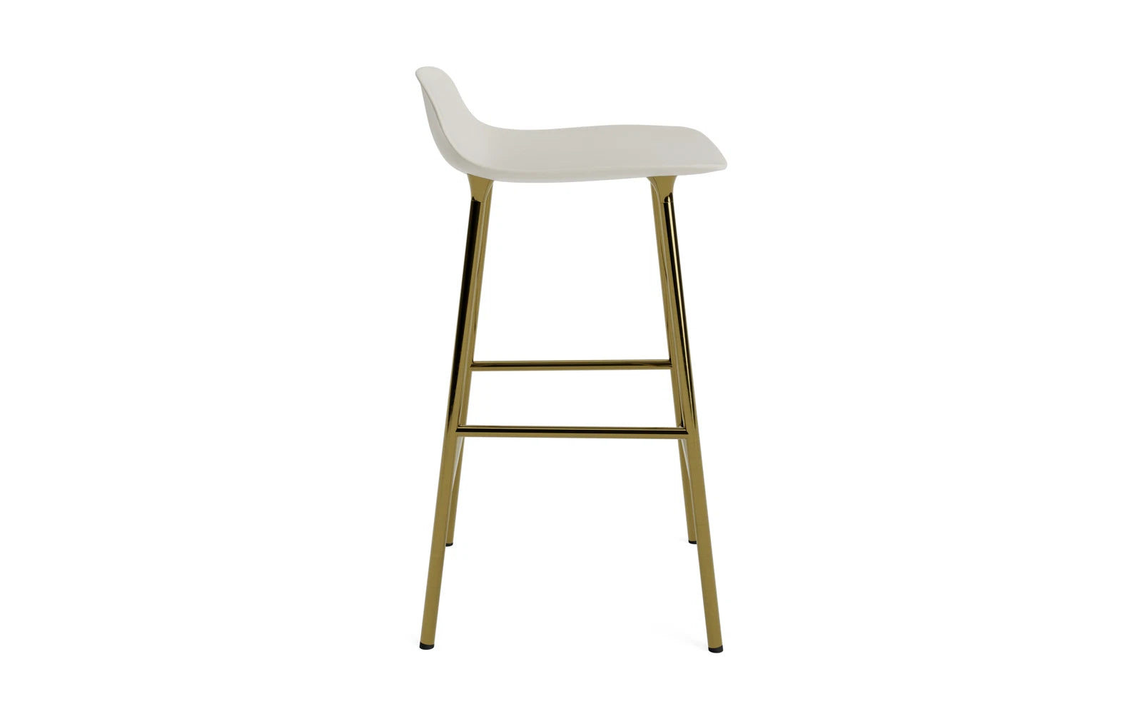 Entdecken Sie den Form Barstuhl 65 cm in Messing Hellgrau von Normann Copenhagen – ein stilvolles Möbelstück, das Eleganz und hochwertige Verarbeitung vereint!