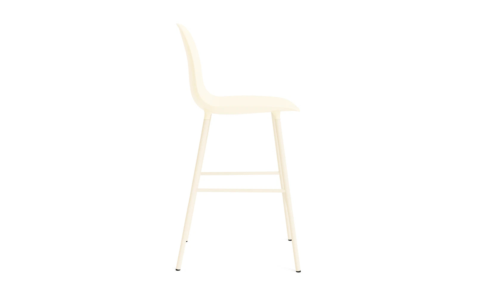 Entdecken Sie den Form Barstuhl 65 cm von Normann Copenhagen – ein stilvolles Designhighlight aus Stahl und Creme, ideal für moderne Wohnräume.