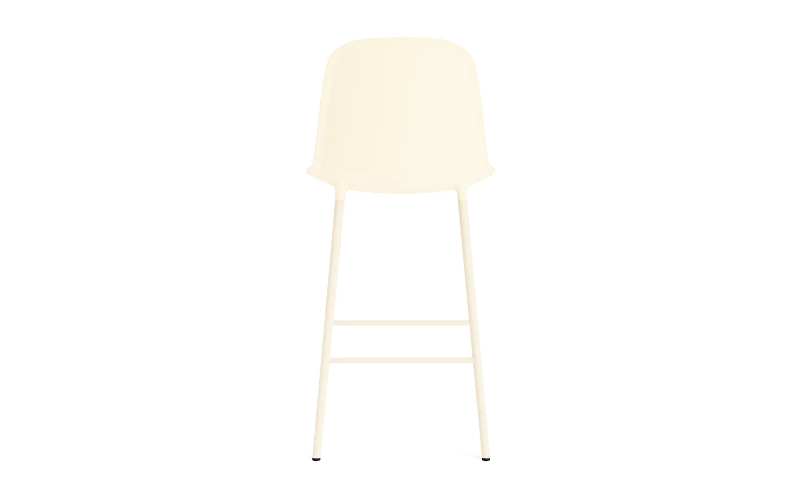 Erleben Sie den Form Barstuhl 65 cm von Normann Copenhagen – eine harmonische Verbindung aus robustem Stahl und eleganter Cremefarbe, perfekt für Ihre Bar oder Küche.