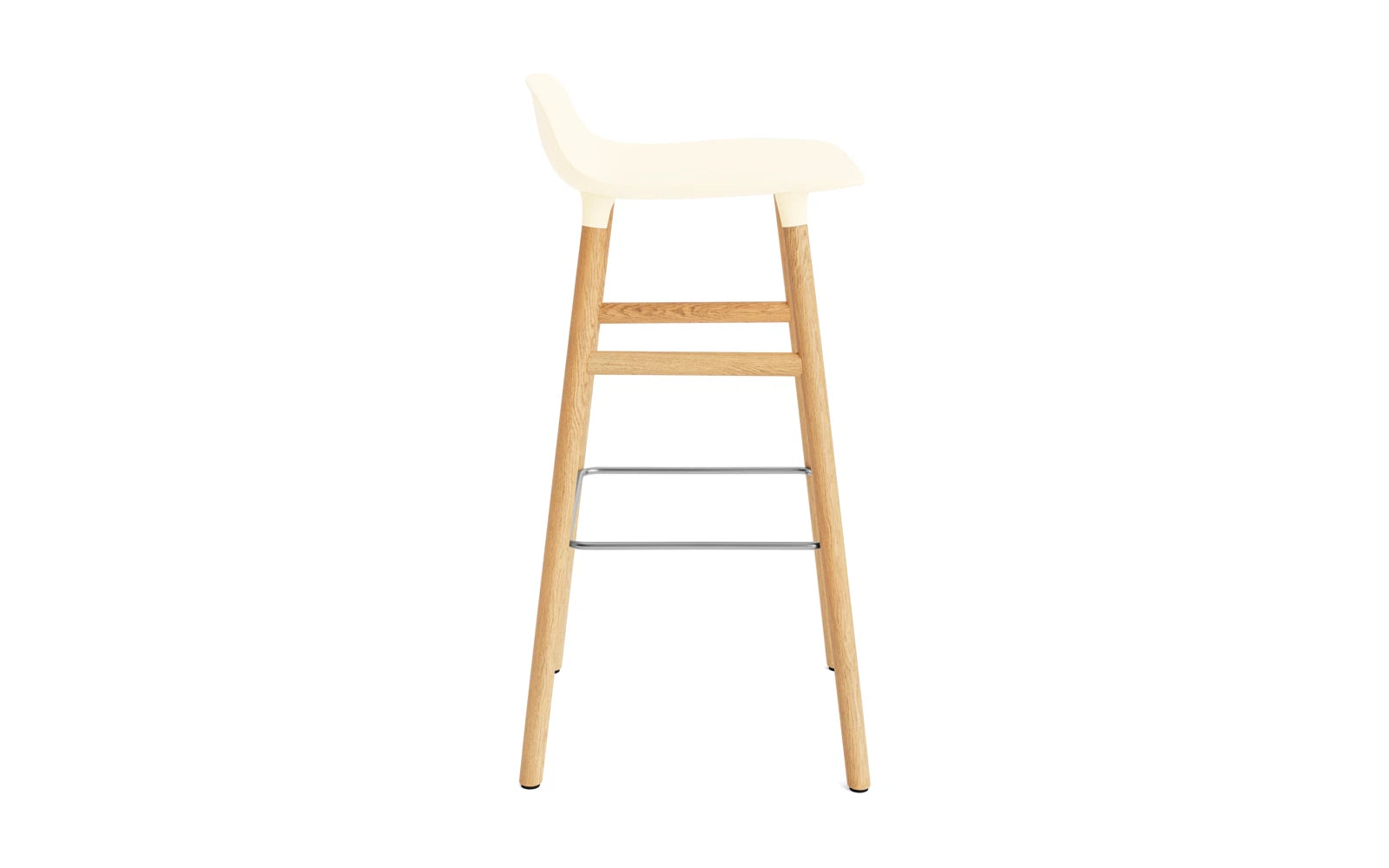 Entdecken Sie den Form Barstuhl 75 cm in Creme/Eiche von Normann Copenhagen – stilvolles dänisches Design, das Eleganz und Komfort vereint.