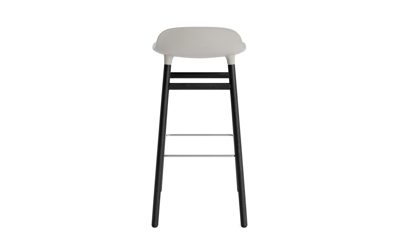 Erleben Sie den Form Barstuhl 75 cm in elegantem warmen Grau/Schwarz von Normann Copenhagen – ein zeitloses Möbelstück, das modernes skandinavisches Design verkörpert.