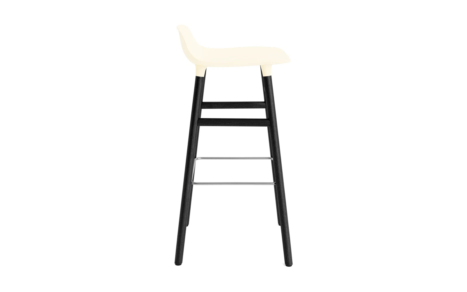 Entdecken Sie den Form Barstuhl 75 cm in creme/schwarz von Normann Copenhagen – ein stilvolles Möbelstück, das Eleganz und Qualität vereint.