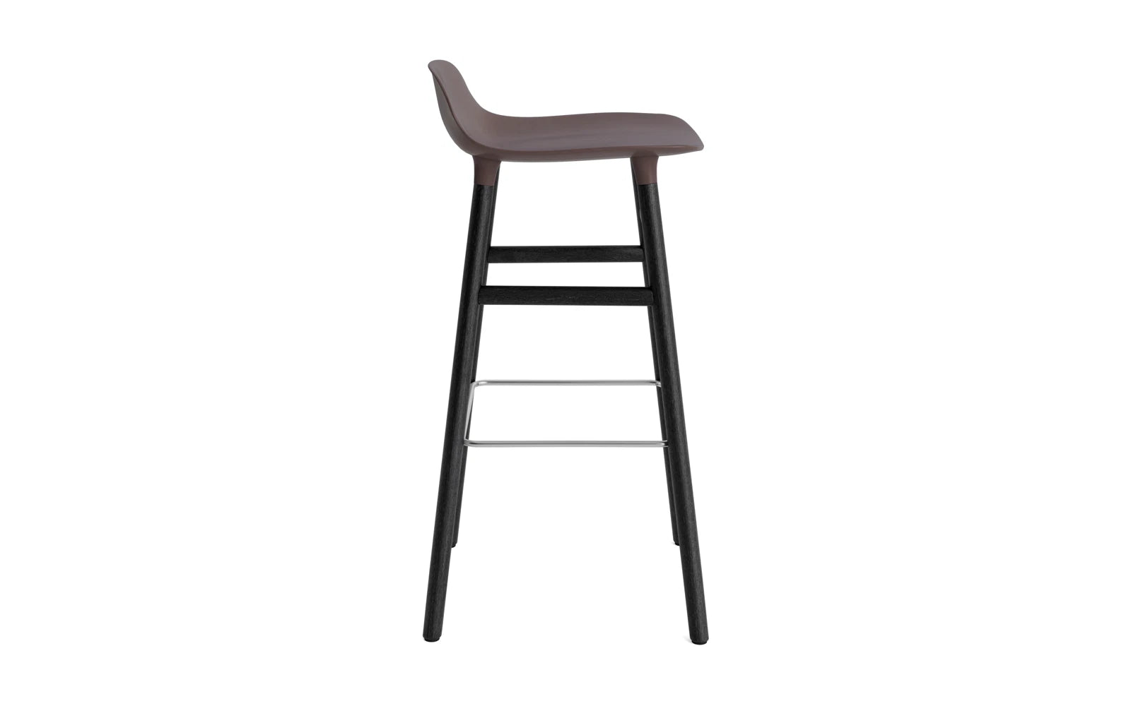 Entdecken Sie den Form Barstuhl 75 cm in edlem braun/schwarz von Normann Copenhagen – ein Meisterwerk modernen Designs, das Stil und Komfort vereint.