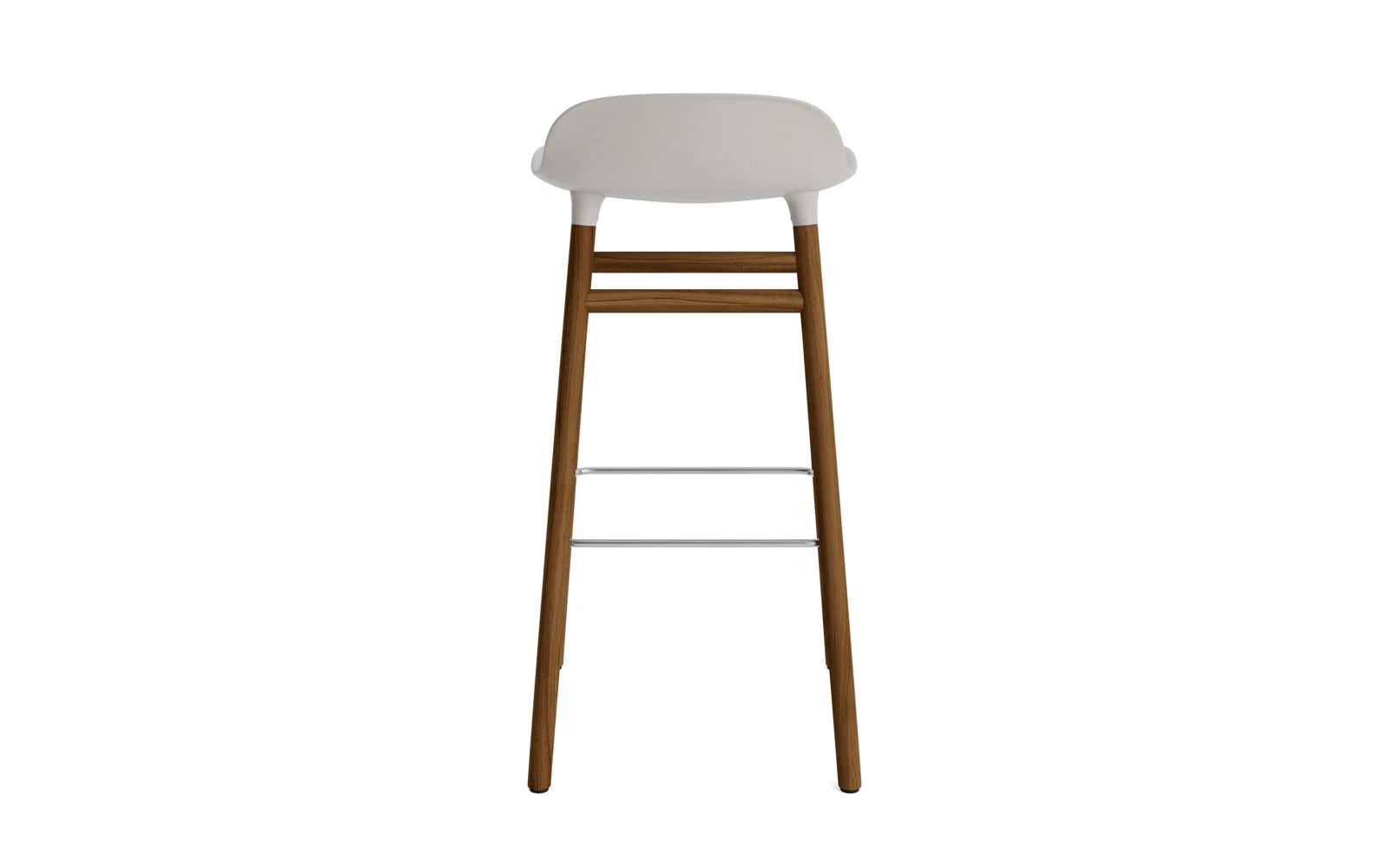 Erleben Sie den Form Barstuhl 75 cm in Warmem Grau/Walnuss von Normann Copenhagen – ein elegantes Möbelstück, das modernes dänisches Design und hochwertige Materialien vereint.