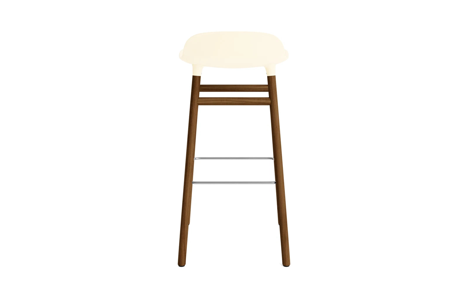 Erleben Sie den Form Barstuhl 75 cm in Creme/Walnuss von Normann Copenhagen – ein stilvolles Möbelstück, das modernes Design und höchsten Komfort vereint.