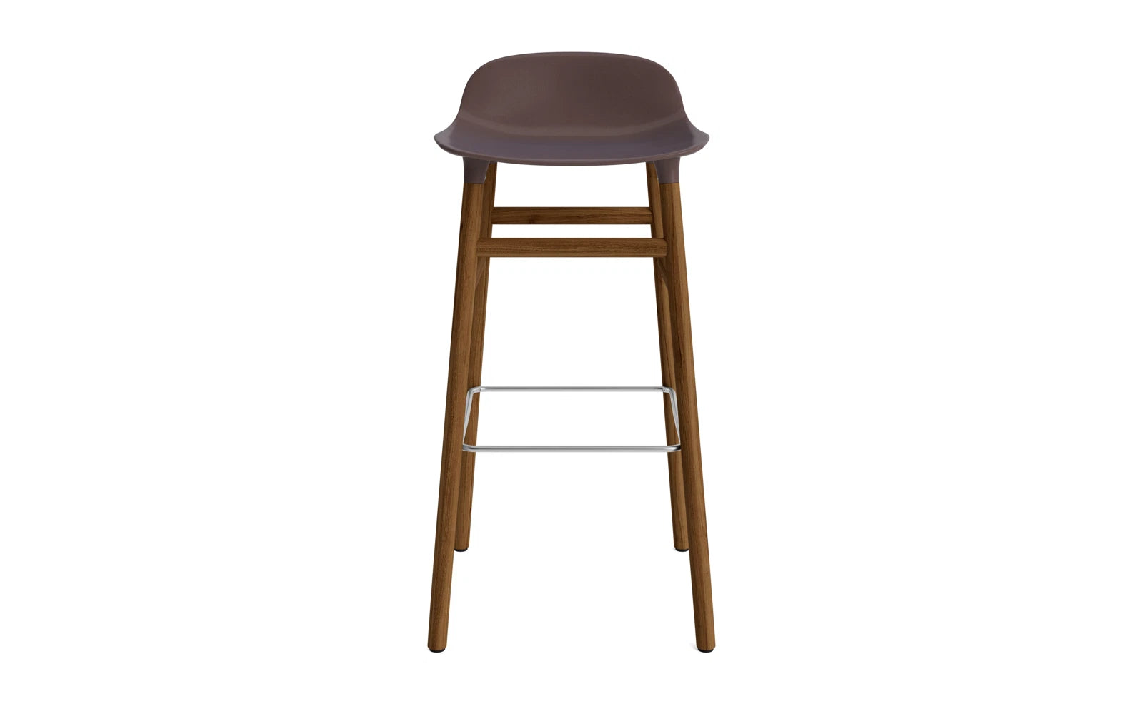 Erleben Sie den Form Barstuhl 75 cm in Braun/Walnuss von Normann Copenhagen – ein stilvolles Möbelstück, das modernes Design und hohen Sitzkomfort vereint.