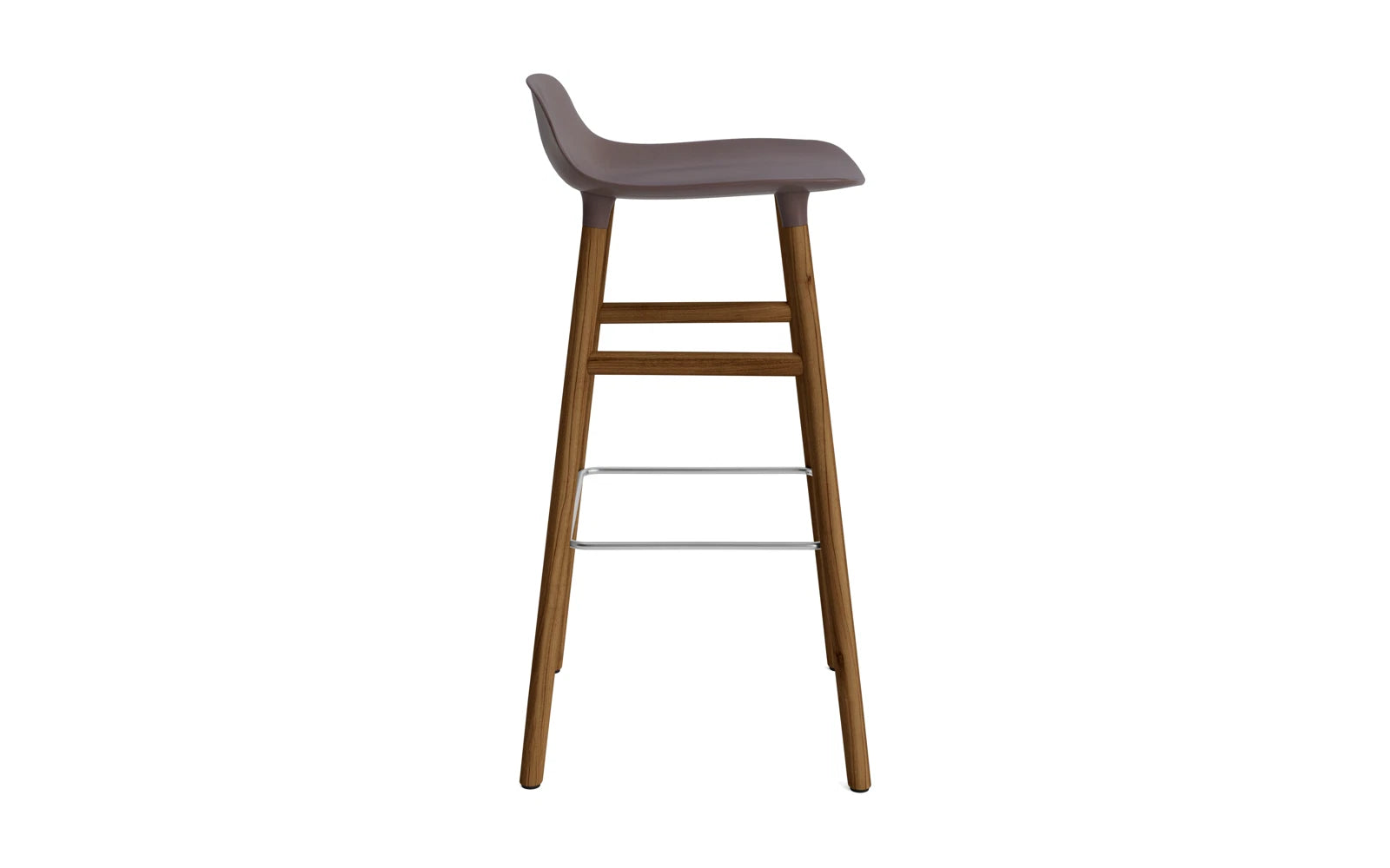 Entdecken Sie den Form Barstuhl 75 cm in Braun/Walnuss von Normann Copenhagen – ein elegantes Designstück, das Funktionalität und Stil harmonisch verbindet.