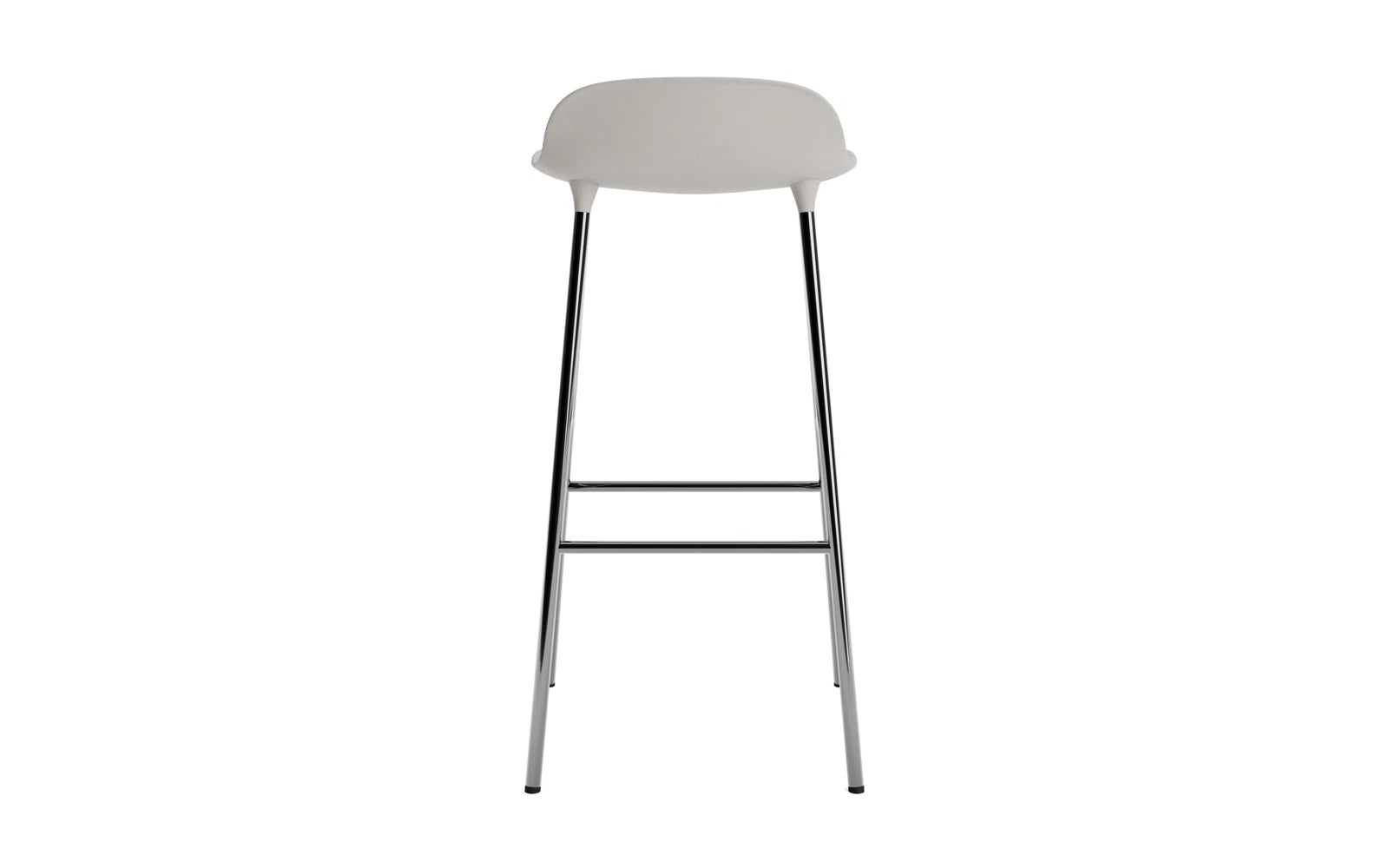 Erleben Sie den Form Barstuhl 75 cm in Warmem Grau/Chrom von Normann Copenhagen – eine harmonische Verbindung aus modernem Design und höchstem Sitzkomfort.
