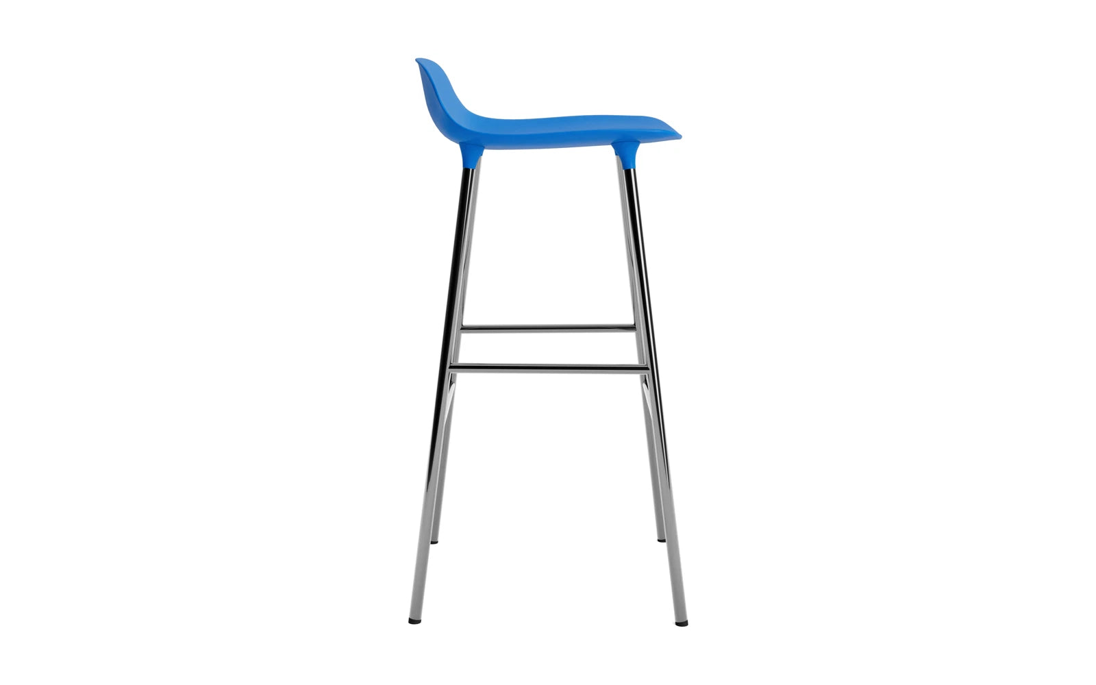 Entdecken Sie den Form Barstuhl 75 cm in leuchtendem Blau mit Chromgestell – ein modernes Design, das Stil und Funktionalität perfekt kombiniert!