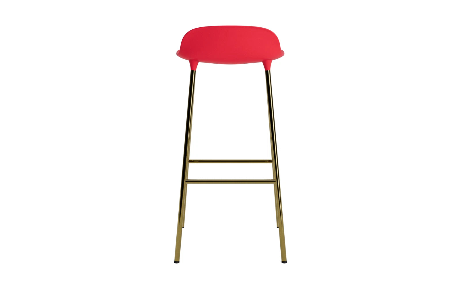 Der Form Barstuhl 75 cm in strahlendem Rot und elegantem Messing von Normann Copenhagen vereint stilvolles Design mit höchstem Komfort.