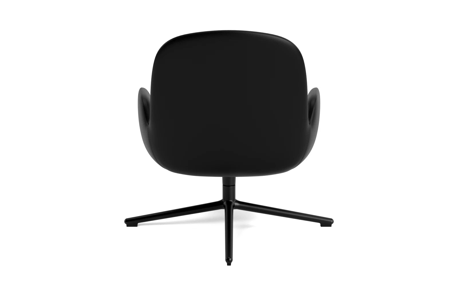 Entdecken Sie den Era Lounge-Sessel von Normann Copenhagen: Elegantes Design, drehbares schwarzes Aluminium und luxuriöses Ultra Leder für höchsten Komfort.