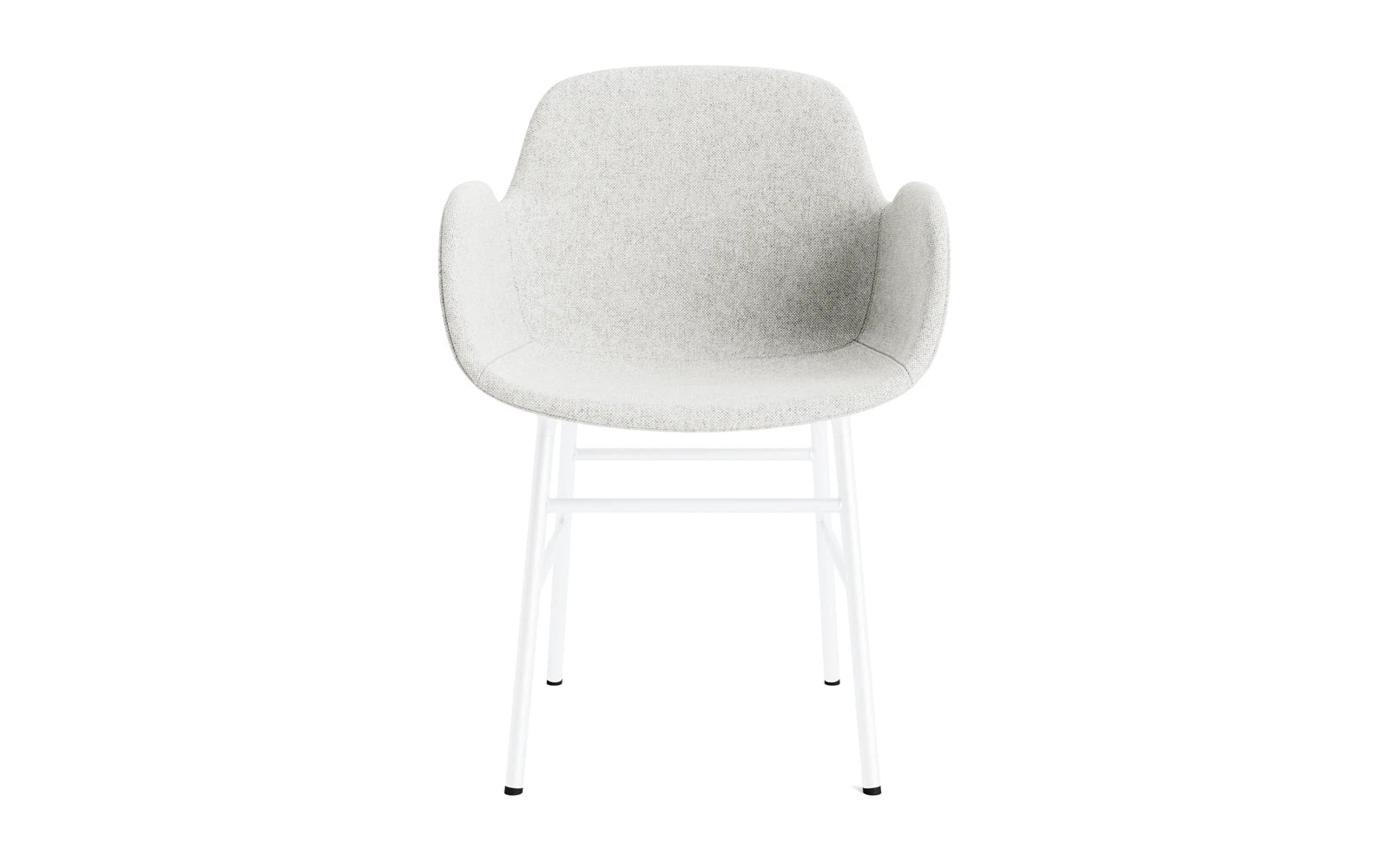 Erleben Sie den Form Lehnstuhl von Normann Copenhagen: gepolstert in elegantem Weiß, mit robustem Stahlrahmen und hochwertigem Hallingdal-Stoff – ein Must-Have für modernes Wohnen!