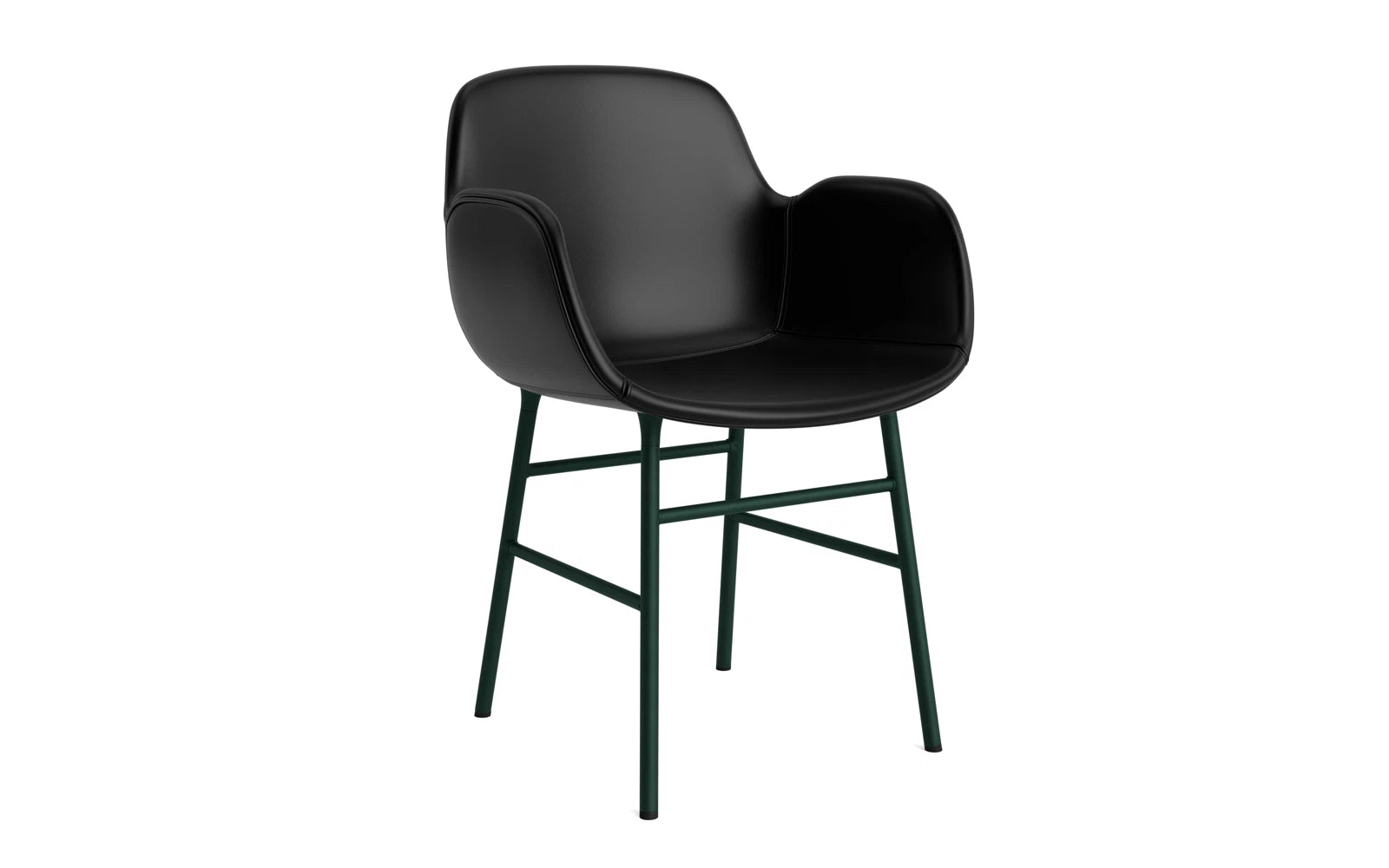 Form Lehnstuhl gepolstert Grün Stahl Ultra Leder in Ultra 41599 präsentiert im Onlineshop von KAQTU Design AG. Stuhl mit Armlehne ist von Normann Copenhagen